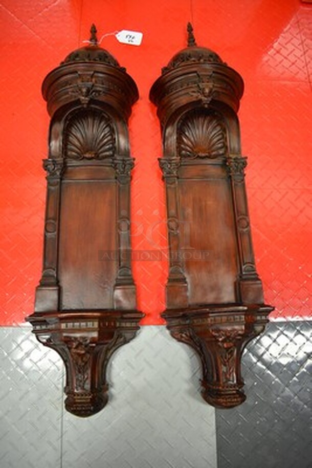 ASTONISHING! 2 Design Toscano Winthrop Court Wooden Wall Niche! 9x8x38. 2x Your Bid! - Image 1 of 9