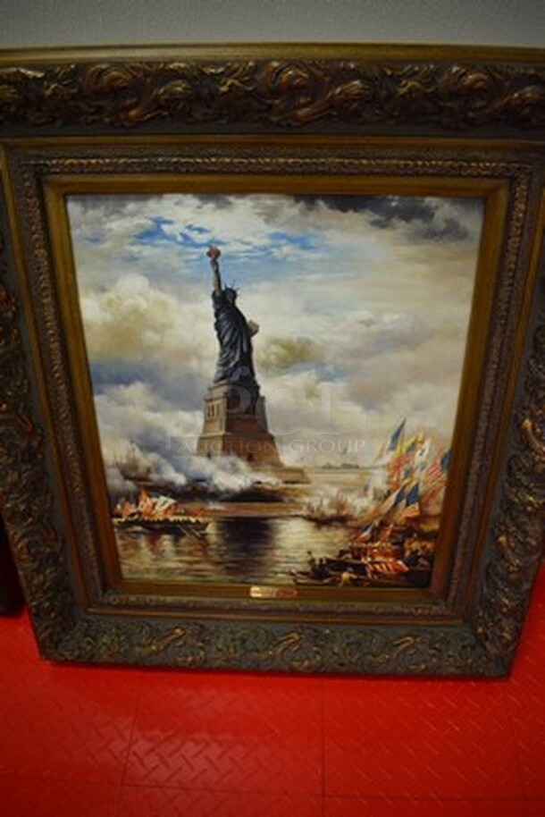 EXQUISITE! Edward Moran State of LIiberty Enlightening The World Painting From Art Dealer Ed Mero! 31x3x36 - Image 1 of 10