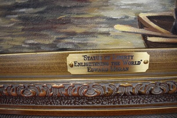 EXQUISITE! Edward Moran State of LIiberty Enlightening The World Painting From Art Dealer Ed Mero! 31x3x36 - Image 5 of 10