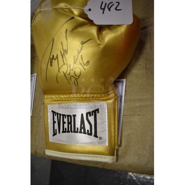 Gold Colored Boxing Glove Signed By Larry Holmes! Comes With Certificate of Authenticity!  - Image 2 of 6