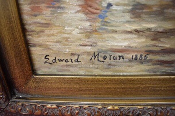 EXQUISITE! Edward Moran State of LIiberty Enlightening The World Painting From Art Dealer Ed Mero! 31x3x36 - Image 6 of 10