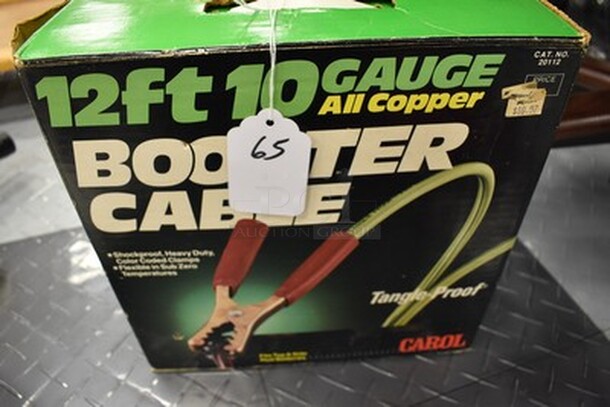 ORIGINAL IN BOX! Carol 12ft 10 Gauge All Cooper Booster Cable with Clamps. 