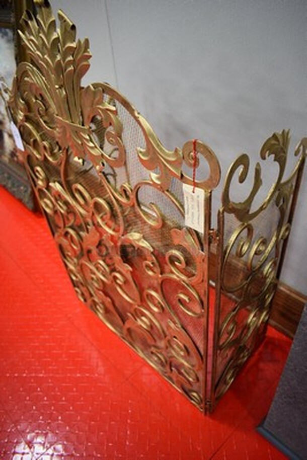 3 Panel Iron Scroll Design Fireplace Screen By Dr. Livingstone I Presume. 46x14x36 - Image 3 of 7