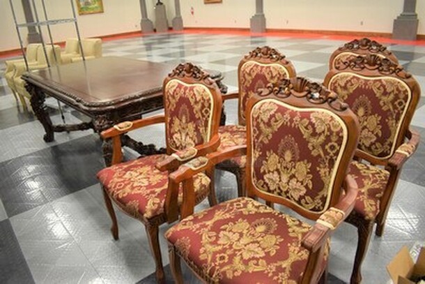 BEAUTIFUL! Wooden Dining Table With 5 Chairs. Table 48x87x33. All In One Money! - Image 1 of 10