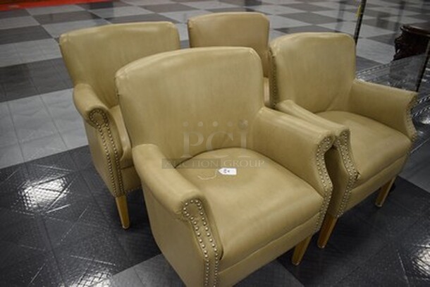 4 BEAUTIFUL! Tan Leather Chairs. 29x28x37. 4x Your Bid! - Image 2 of 3