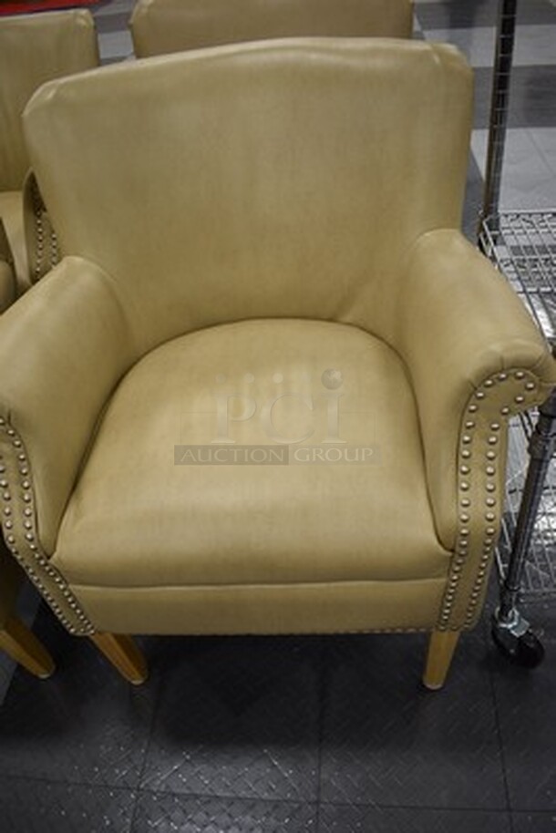 4 BEAUTIFUL! Tan Leather Chairs. 29x28x37. 4x Your Bid! - Image 3 of 3
