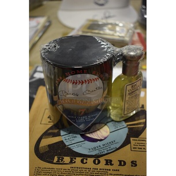 Lot Of Various Mickey Mantle Sports Memorbila! Includes Mickey Mantle Coffee Mug, Mickey Mantle's Holiday Inn Letter Head, and Record! All In One Money! - Image 4 of 8