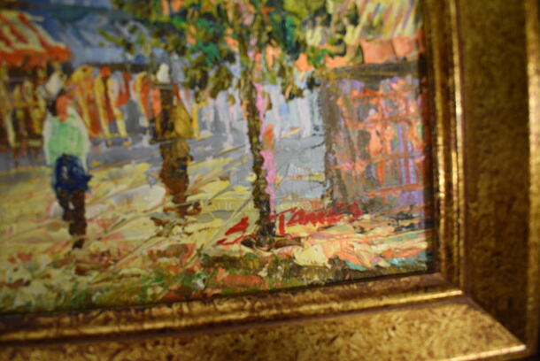 BEATUIFUL! Oil Painting Of Market With Artist's Autograph From Art Dealer Ed Mero! . 17x3x15 - Image 8 of 11