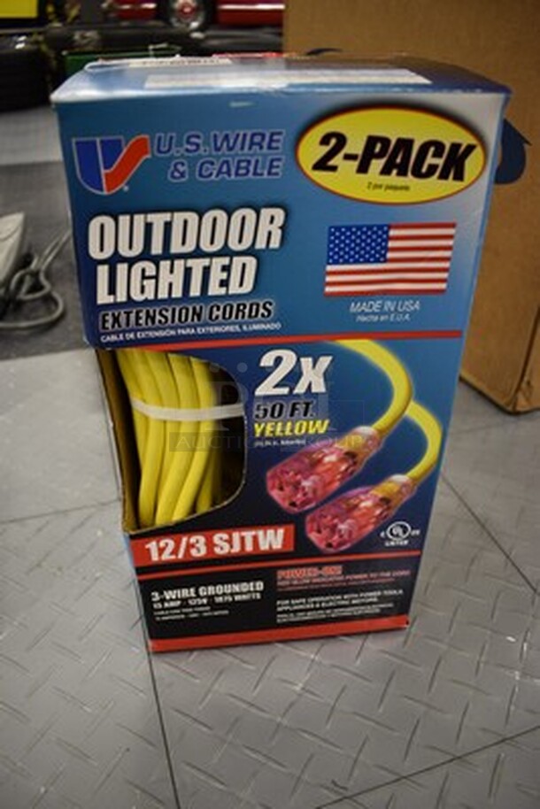 NEW IN BOX! 2-Pack U.S. Wire & Cable 50ft Outdoor Lighted Extension Cords.