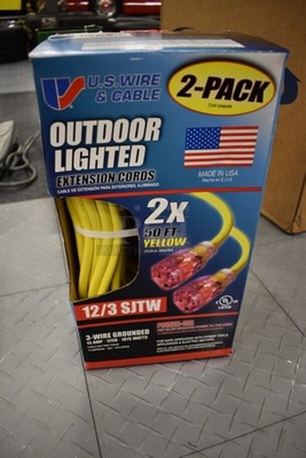 NEW IN BOX! 2-Pack U.S. Wire & Cable 50ft Outdoor Lighted Extension Cords. - Image 1 of 4