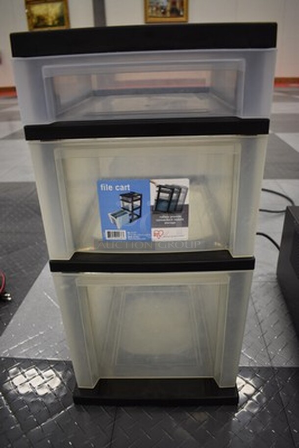 Plastic 3 Drawer Storage Bin. 12x14x25. - Image 1 of 3