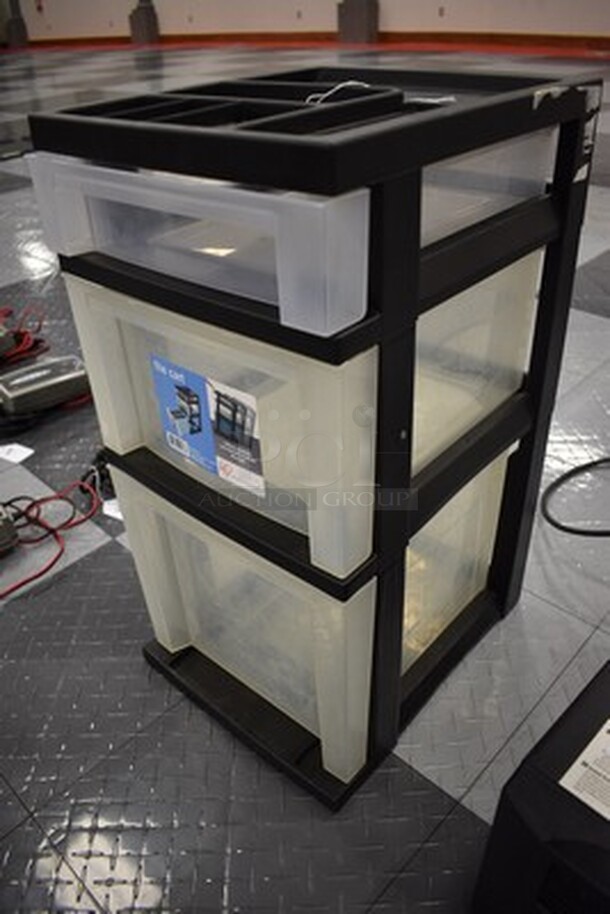 Plastic 3 Drawer Storage Bin. 12x14x25. - Image 2 of 3