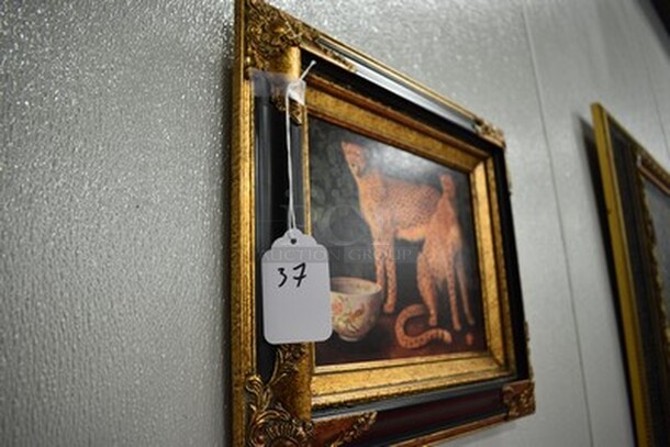 Uttermost Company Tiger Painting in Black and Gold Frame From Art Dealer Ed Mero! 15x2x13. - Image 3 of 9