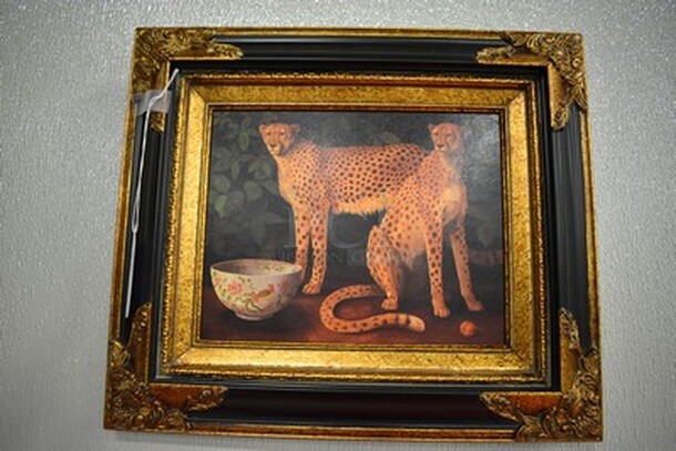 Uttermost Company Tiger Painting in Black and Gold Frame From Art Dealer Ed Mero! 15x2x13. - Image 5 of 9