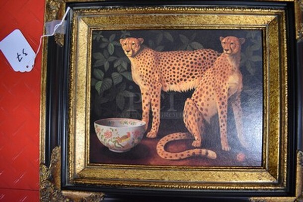 Uttermost Company Tiger Painting in Black and Gold Frame From Art Dealer Ed Mero! 15x2x13. - Image 6 of 9