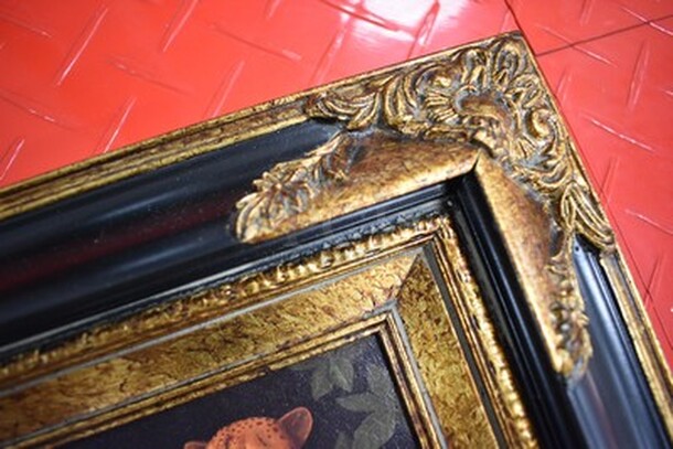 Uttermost Company Tiger Painting in Black and Gold Frame From Art Dealer Ed Mero! 15x2x13. - Image 7 of 9