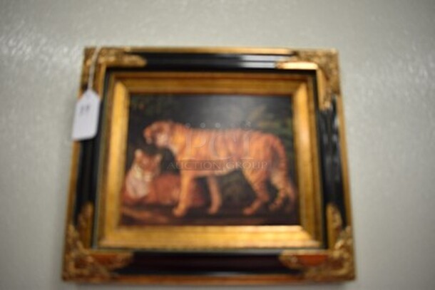 Uttermost Company Lion Painting in Black and Gold Frame From Art Dealer Ed Mero! 15x2x13