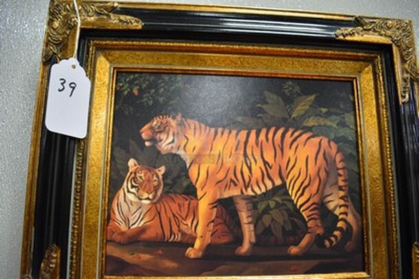 Uttermost Company Lion Painting in Black and Gold Frame From Art Dealer Ed Mero! 15x2x13 - Image 2 of 6