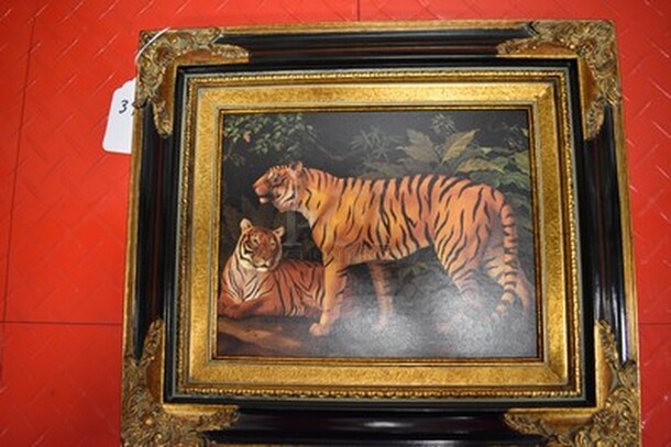 Uttermost Company Lion Painting in Black and Gold Frame From Art Dealer Ed Mero! 15x2x13 - Image 5 of 6