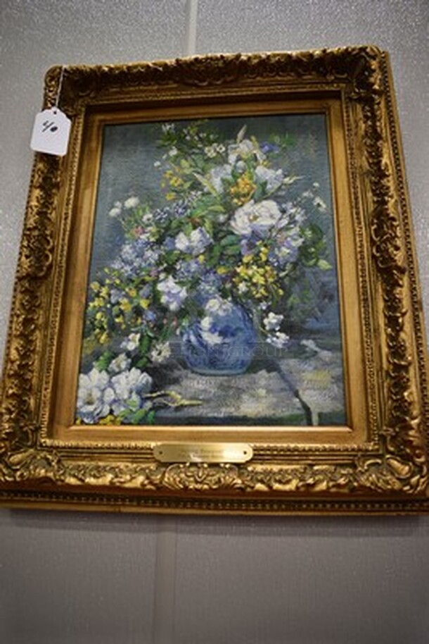 STUNNING! Painting of Pierre Auguste Renoir's Spring Bouquet in Gold Frame From Art Dealer Ed Mero! 18x3x24.