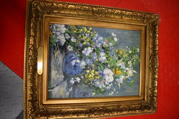 STUNNING! Painting of Pierre Auguste Renoir's Spring Bouquet in Gold Frame From Art Dealer Ed Mero! 18x3x24. - Image 8 of 8