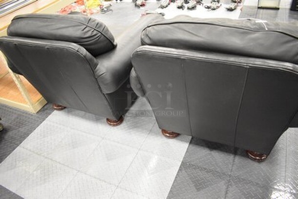 2 Black Leather Chairs! 42x34x35. 2x Your Bid! - Image 5 of 5