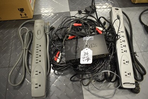 ALL IN ONE MONEY! Lot Including 2 Surge Protectors, Wires, and Cords - Image 1 of 4