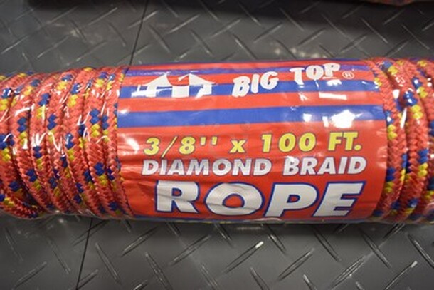 2 NEVER USED Big Top Brand 100ft Diamond Braid Rope! 3/8" by 100ft. 2x Your Bid! - Image 3 of 4