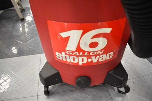16 Gallon Wet/Dry Shop Vac Model 6060 on Wheels. Comes With Various Attachments. 120V, 60HZ. 14x14x47. Tested and Working! - Image 6 of 8