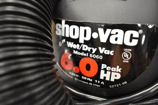 16 Gallon Wet/Dry Shop Vac Model 6060 on Wheels. Comes With Various Attachments. 120V, 60HZ. 14x14x47. Tested and Working! - Image 8 of 8