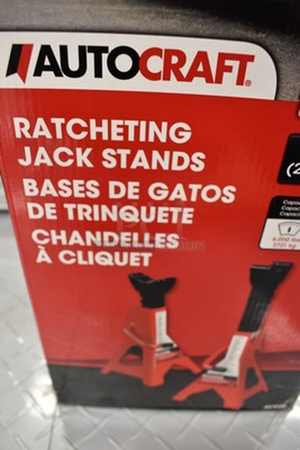 NEW IN BOX! Autocraft 3 Ton Ratcheting Jack Stands. Model AC938. 7x7x19. - Image 3 of 4