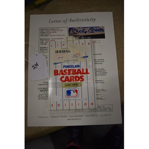 STUNNING! Mickey Mantle Autographed Porcelain Baseball Card. Comes With Certificate of Authenticity! - Image 8 of 8