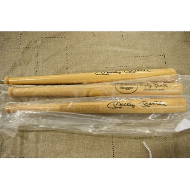 3 Miniature Mickey Mantle Louisville Slugger Baseball Bats! 3x Your Bid!