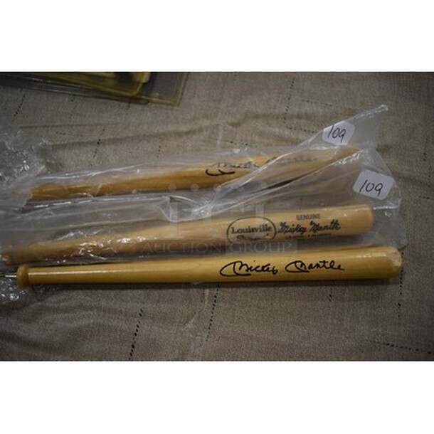 3 Miniature Mickey Mantle Louisville Slugger Baseball Bats! 3x Your Bid! - Image 3 of 3