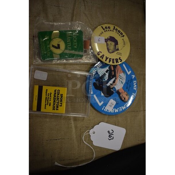 ALL IN ONE MONEY! Lot of Mickey Mantle Sports Memorabilia Including Matches and Pins! - Image 5 of 5