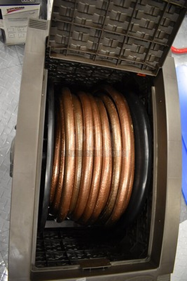 Brown Hideaway Hose Reel. Comes With Hose and Spray Nozzle. 21x12x21 - Image 5 of 5
