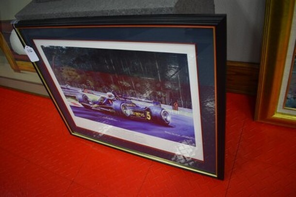 STUNNING! Benoit Deliege "An American In Europe Painting" Mario Andretti Lotus Ford 79. Autographed By Benoit Deliege and Mario Andretti!. 30x1x23. - Image 2 of 5