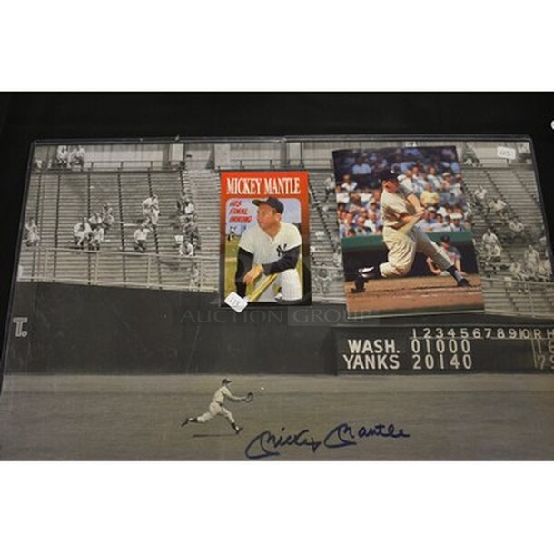 ALL IN ONE MONEY. Lot Of Mickey Mantle Posters Including Autographed Poster with COA. Big Poster 20.5x1x16.5 - Image 1 of 7