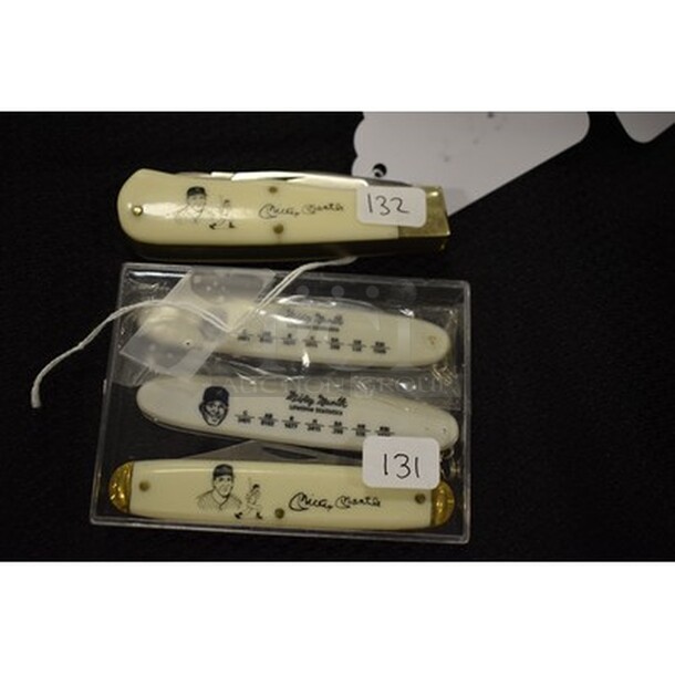 ALL IN ONE MONEY! Lot of 4 Mickey Mantle Collectible Bear Hunter Solingen Stainless 440 Pocket Knives! - Image 3 of 3