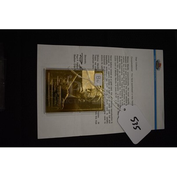 AWESOME! Mickey Mantle 22 KT Trading Card. Comes With Certificate of Authenticity!  - Image 1 of 4