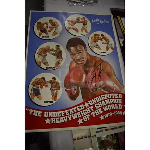 ALL IN ONE MONEY! Lot of 26 Autographed Larry Holmes Posters!