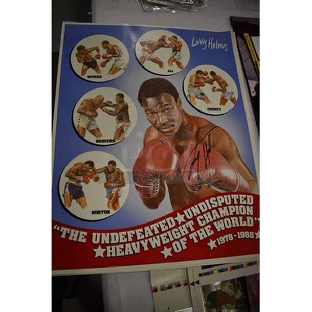 ALL IN ONE MONEY! Lot of 26 Autographed Larry Holmes Posters! - Image 1 of 5