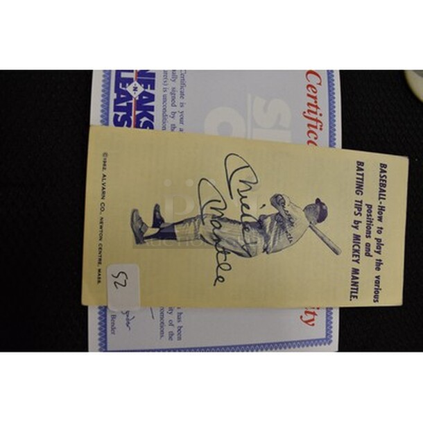 Autographed Mickey Mantle Batting Tips Pamphlet! Comes With Certificate Of Authenticity!