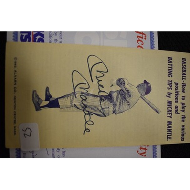 Autographed Mickey Mantle Batting Tips Pamphlet! Comes With Certificate Of Authenticity! - Image 2 of 5
