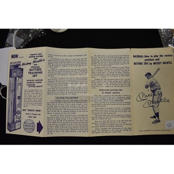 Autographed Mickey Mantle Batting Tips Pamphlet! Comes With Certificate Of Authenticity! - Image 4 of 5