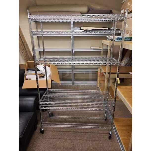 Metal Metro Shelf on Casters! 47x18x78 - Image 1 of 1