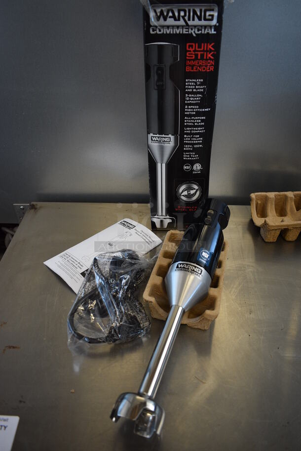 BRAND NEW IN BOX! Waring Model WSB33X Chrome Finish Immersion Blender. 120 Volts, 1 Phase