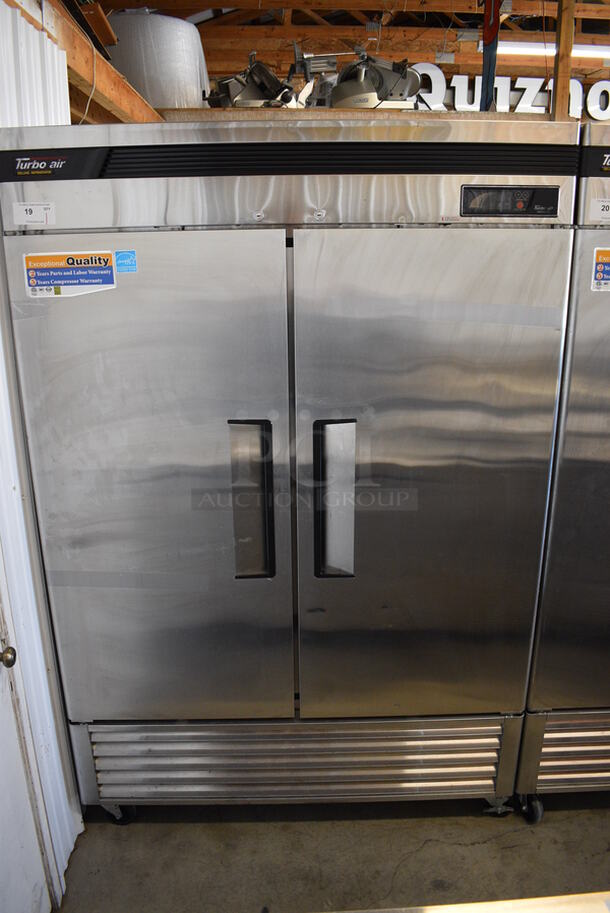 SWEET! 2012 Turbo Air Model TSR-49SD ENERGY STAR Stainless Steel Commercial 2 Door Reach In Cooler on Commercial Casters. 110-120 Volts, 1 Phase. 55x30.5x83.5. Tested and Working!