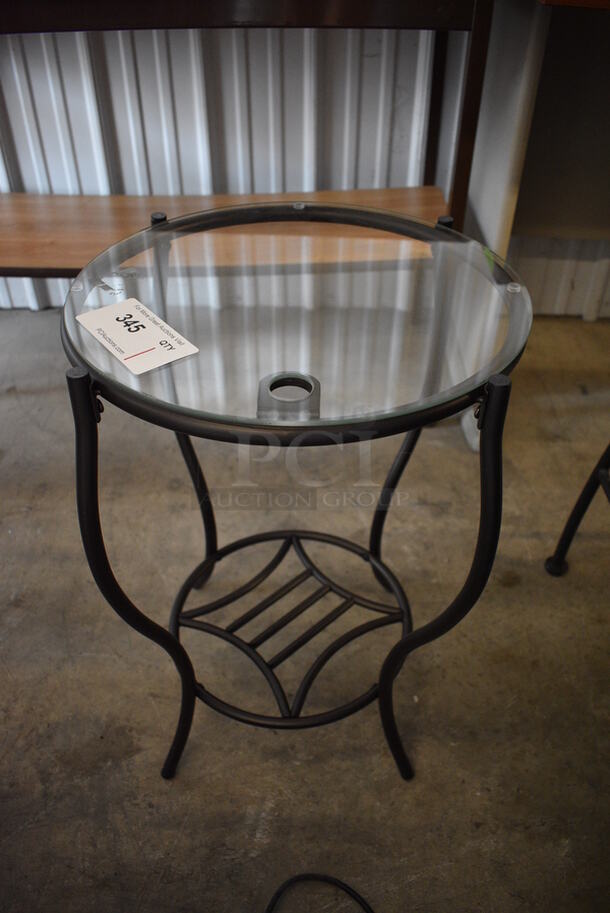 Metal End Table w/ Glass Tabletop. 15x15x22.5