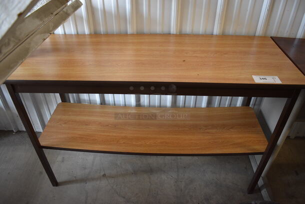 Wood Pattern Table w/ Wood Pattern Undershelf. 48x18x30